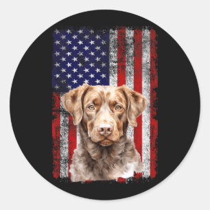 Chesapeake Bay Retriever Hundeliebhaber Flagge 4. Runder Aufkleber