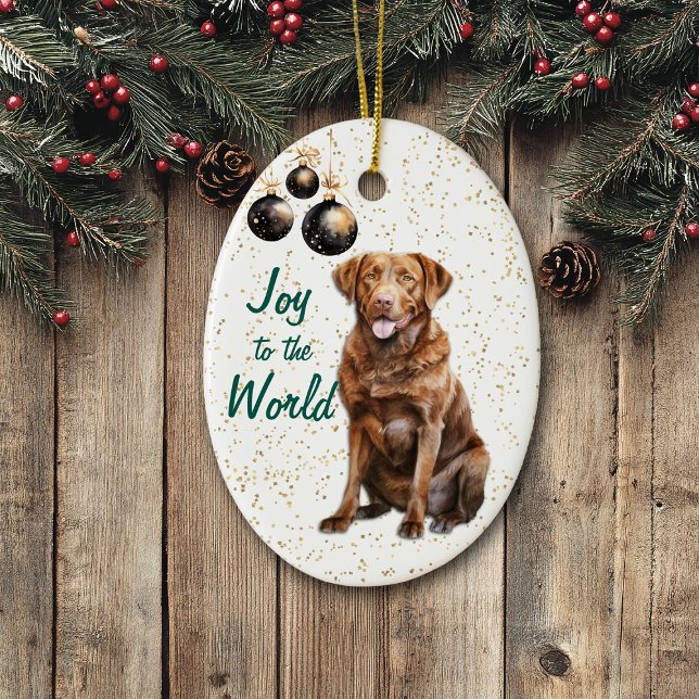 Chesapeake Bay Retriever Joy to World Holiday Keramik Ornament (Von Creator hochgeladen)