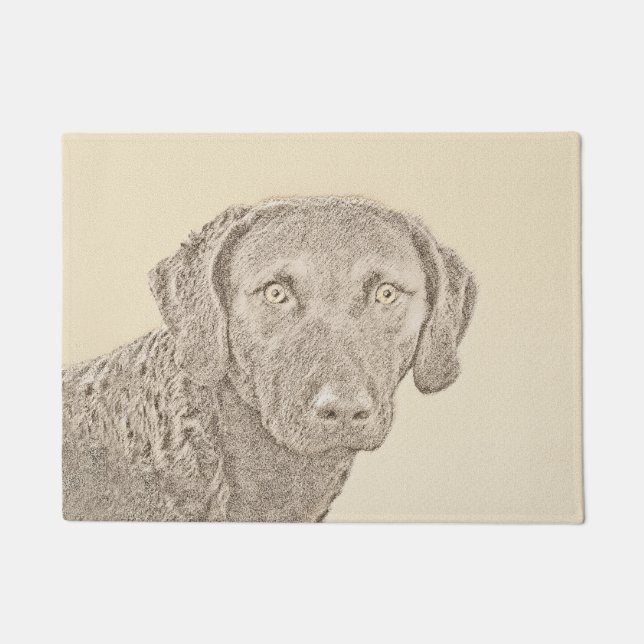 Chesapeake Bay Retriever Malerei Original Hund Kun Fußmatte (Vorderseite)