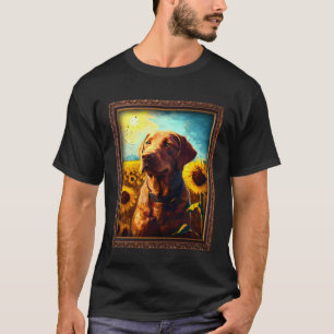 Chesapeake Bay Retriever Malerei Sonnenblume Blume T-Shirt