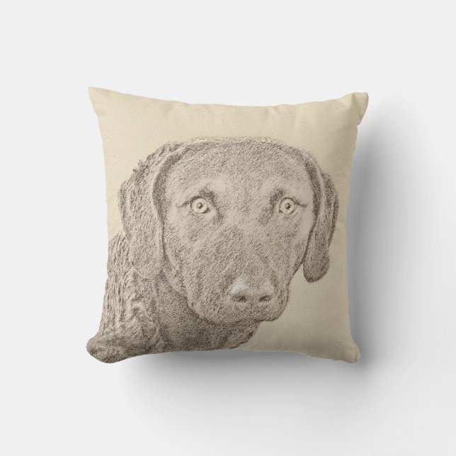 Chesapeake Bay Retriever Painting Original Dog Art Kissen (Vorderseite)