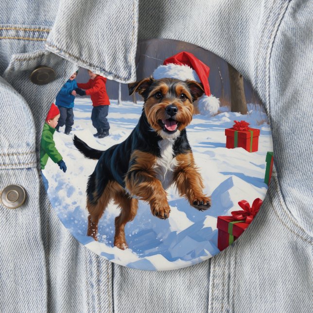 Chesapeake Bay Retriever Schnee mit Weihnachtsmütz Button (Beispiel)