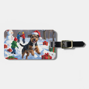 Chesapeake Bay Retriever Schnee mit Weihnachtsmütz Gepäckanhänger