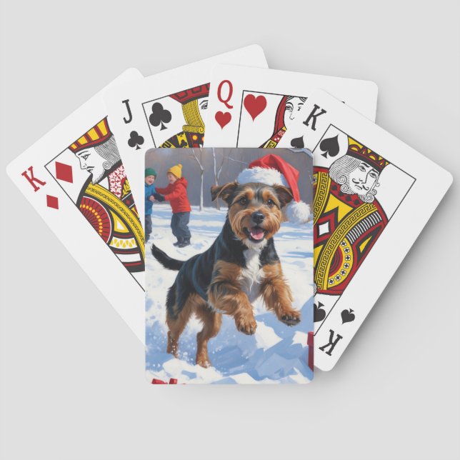 Chesapeake Bay Retriever Schnee mit Weihnachtsmütz Spielkarten (Rückseite)