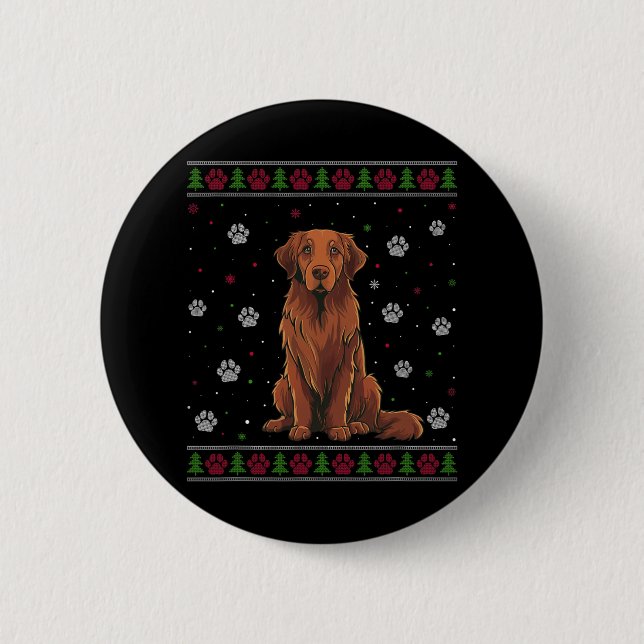 Chesapeake Bay Retriever Weihnachts Sweater Pet Hu Button (Vorderseite)