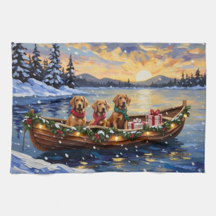 Chesapeake Bay Retriever Weihnachtsboot-Feiertag Geschirrtuch