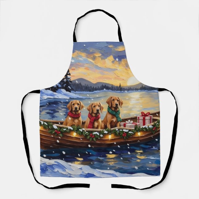 Chesapeake Bay Retriever Weihnachtsboot-Feiertag Schürze (Vorderseite)