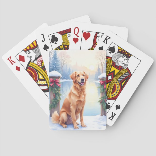 Chesapeake Bay Retriever Winter Lakeside Christmas Spielkarten (Rückseite)