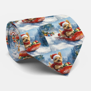 Chesapeake Bay Terrier Dog in Sledge Weihnachten Krawatte