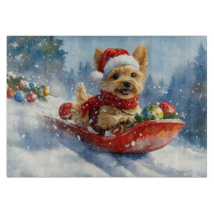 Chesapeake Bay Terrier Dog in Sledge Weihnachten Schneidebrett