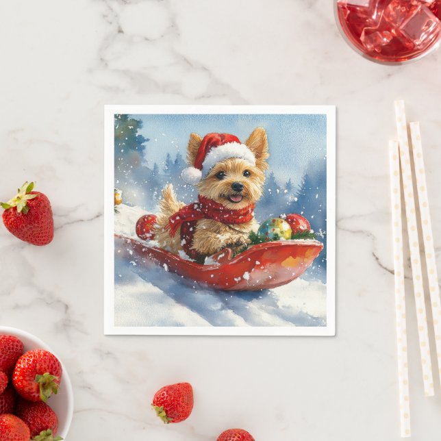 Chesapeake Bay Terrier Dog in Sledge Weihnachten Serviette (Beispiel)