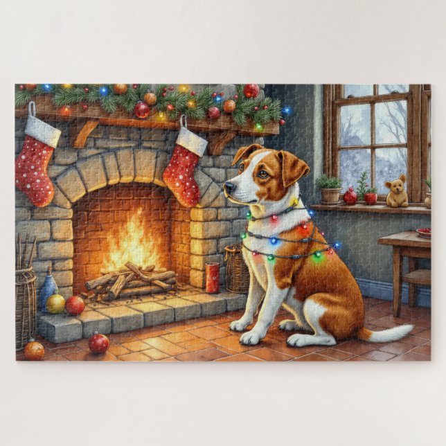 Chesapeake Bay Terrier Fireplace Christmas Lights (Horizontal)