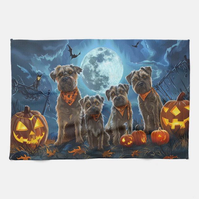 Chesapeake Bay Terrier Halloween Spooky Geschirrtuch (Horizontal)