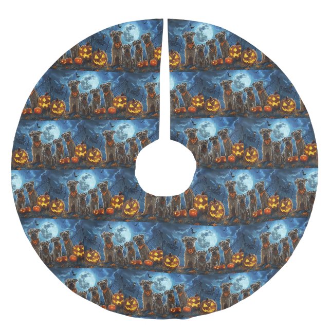 Chesapeake Bay Terrier Halloween Spooky Polyester Weihnachtsbaumdecke (Vorderseite)