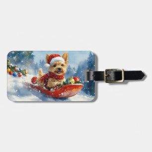 Chesapeake Bay Terrier Hund im Schlitten Weihnacht Gepäckanhänger