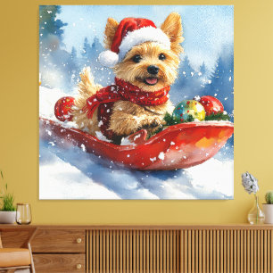 Chesapeake Bay Terrier Hund im Schlitten Weihnacht Leinwanddruck