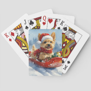 Chesapeake Bay Terrier Hund im Schlitten Weihnacht Spielkarten