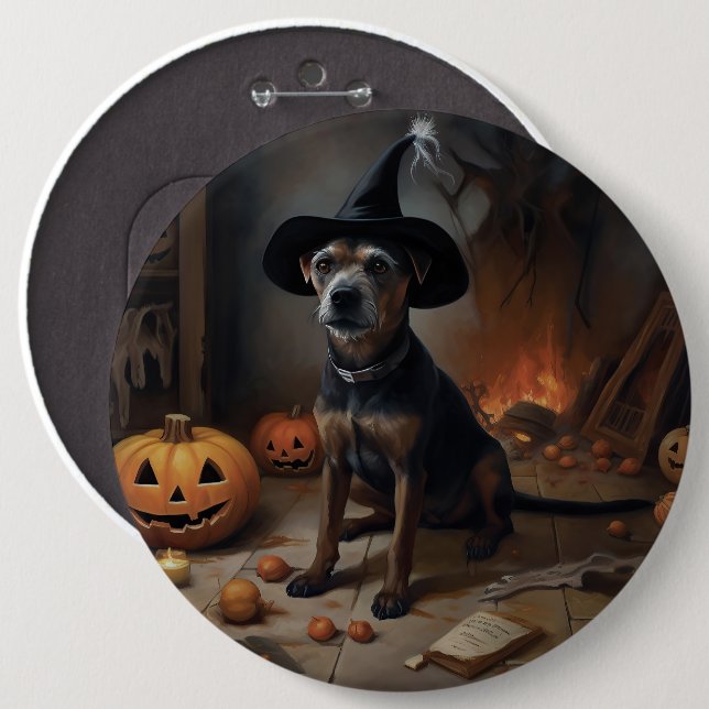 Chesapeake Bay Terrier Pumpkins Halloween Beängsti Button (Vorne & Hinten)