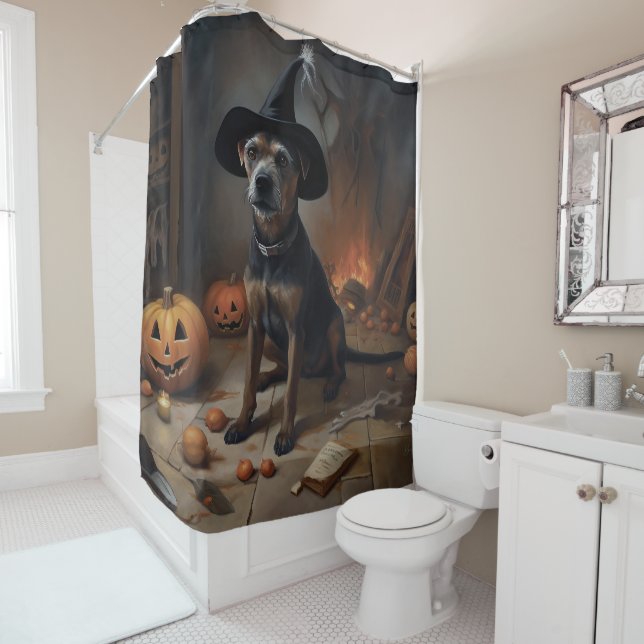 Chesapeake Bay Terrier Pumpkins Halloween Beängsti Duschvorhang (Beispiel)