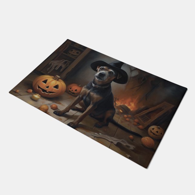Chesapeake Bay Terrier Pumpkins Halloween Beängsti Fußmatte (Schrägansicht)