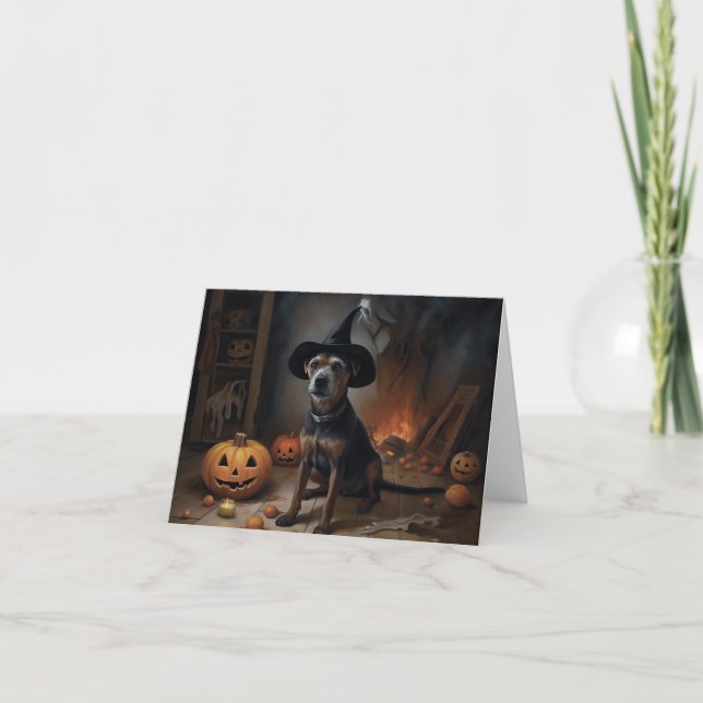 Chesapeake Bay Terrier Pumpkins Halloween Beängsti Karte (Vorderseite)