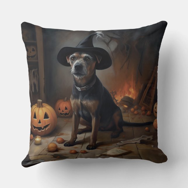 Chesapeake Bay Terrier Pumpkins Halloween Beängsti Kissen (Rückseite)