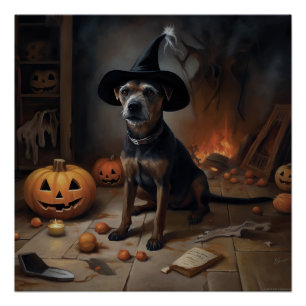 Chesapeake Bay Terrier Pumpkins Halloween Beängsti Poster