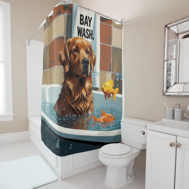 Chesapeake Bay Terrier Sloppy Sleepy Niedlich Funn Duschvorhang (Beispiel)