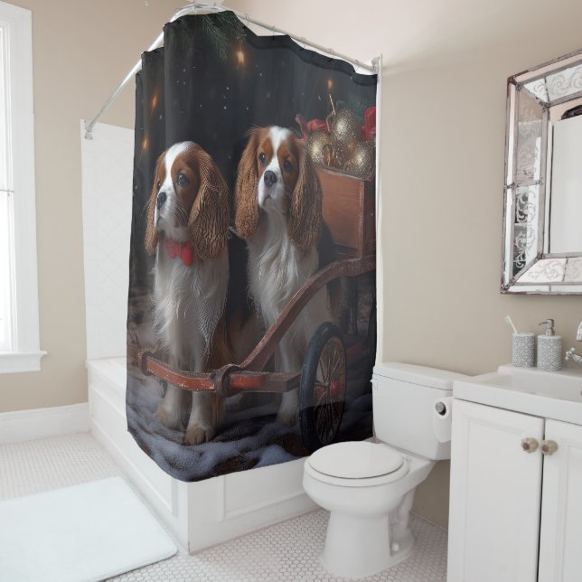 Chesapeake Bay Terrier Snowy Sleigh Weihnachten Duschvorhang (Beispiel)