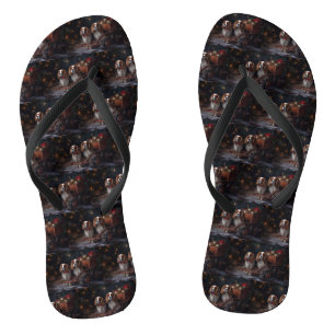 Chesapeake Bay Terrier Snowy Sleigh Weihnachten Flip Flops