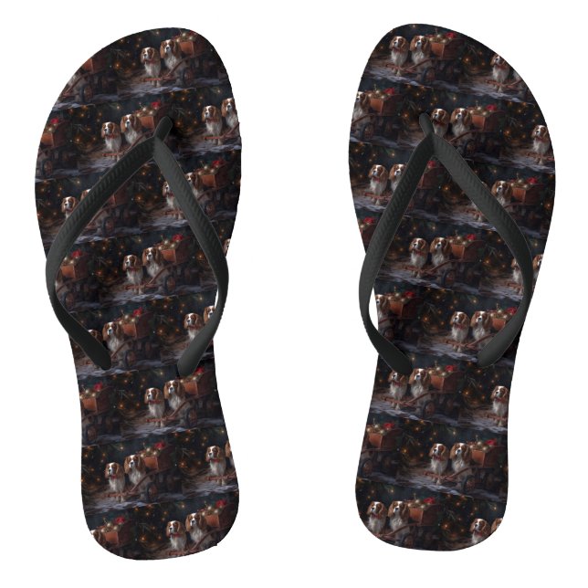 Chesapeake Bay Terrier Snowy Sleigh Weihnachten Flip Flops (Fußbett)