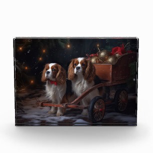 Chesapeake Bay Terrier Snowy Sleigh Weihnachten Fotoblock