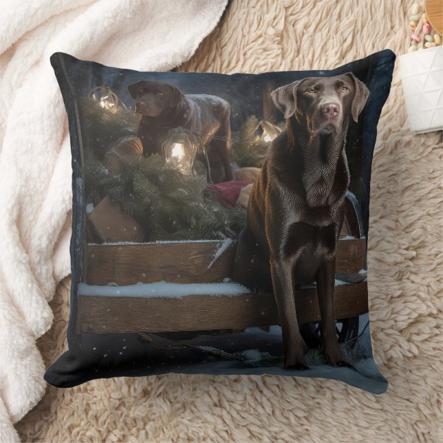 Chesapeake Bay Terrier Snowy Sleigh Weihnachten Kissen (Decke)