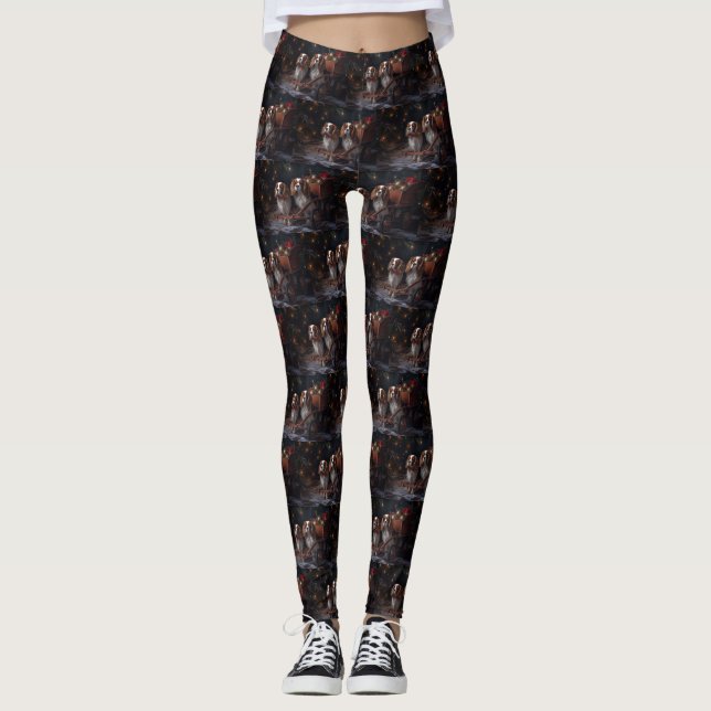 Chesapeake Bay Terrier Snowy Sleigh Weihnachten Leggings (Vorderseite)