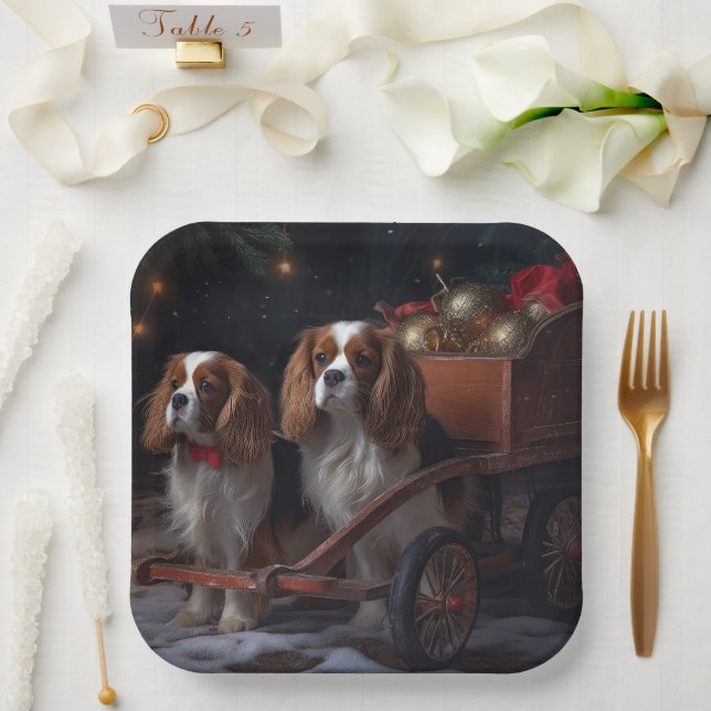 Chesapeake Bay Terrier Snowy Sleigh Weihnachten Pappteller (Hochzeit)
