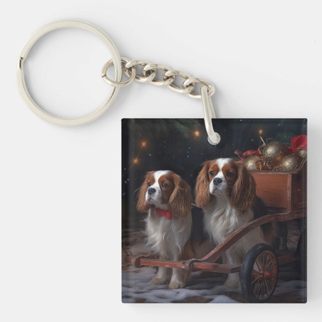 Chesapeake Bay Terrier Snowy Sleigh Weihnachten Schlüsselanhänger (Vorderseite)
