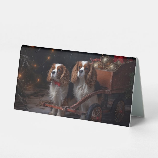 Chesapeake Bay Terrier Snowy Sleigh Weihnachten Tischaufsteller (Vorderseite)