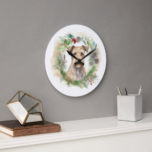 Chesapeake Bay Terrier Weihnachtskranz Festlich Große Wanduhr