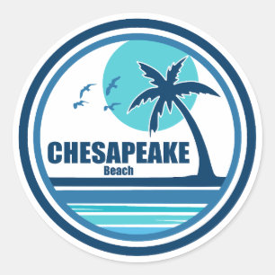 Chesapeake Beach Maryland Palm Tree Birds Runder Aufkleber