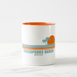 Chesapeake Beach Maryland Sun Palm Trees Zweifarbige Tasse