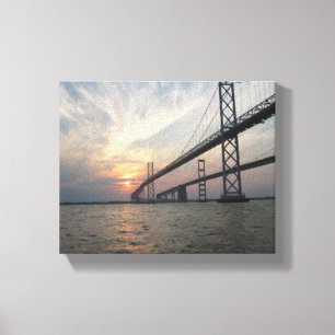 Chesapeake-Bucht-Brücken-Sonnenuntergang-Leinwand Leinwanddruck