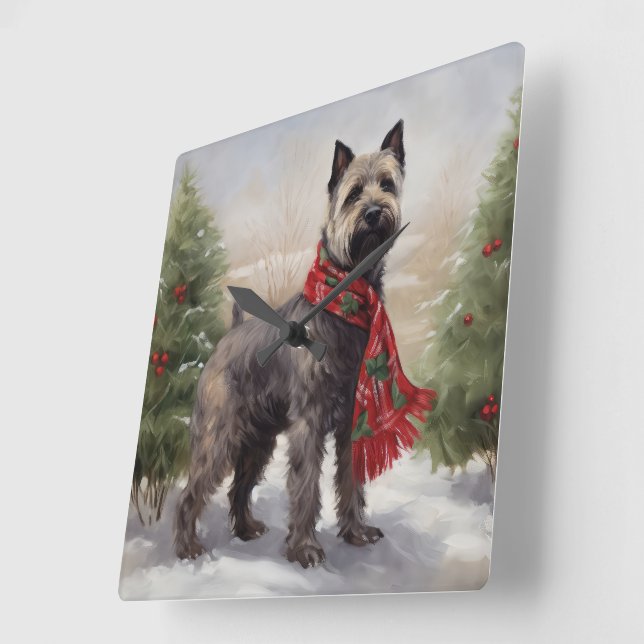 Chesapeake Dog in Schnee Weihnachten Quadratische Wanduhr (Winkel)