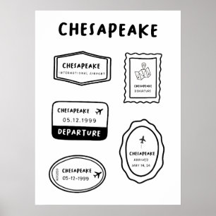 Chesapeake - Reise-Stempelsammlung Vintage Poster