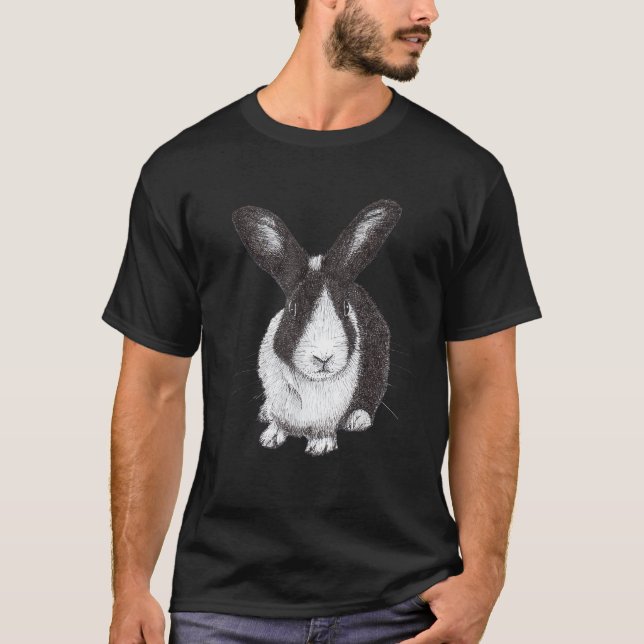 ChescaMade Dutch Bunny Rabbit Zeichnend Frauengrau T-Shirt (Vorderseite)