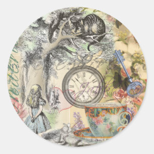 Cheshire Cat Alice im Wunderland Klassiker Runder Aufkleber