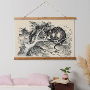 Cheshire Cat Alice im Wunderland Klassiker Wandteppich Mit Holzrahmen