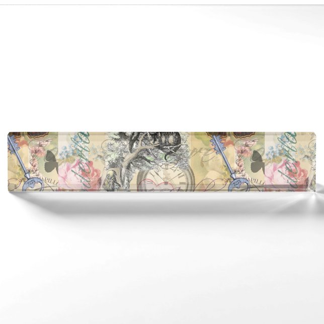 Cheshire Cat Alice Wonderland Classic Namensplakette (Vorderseite)