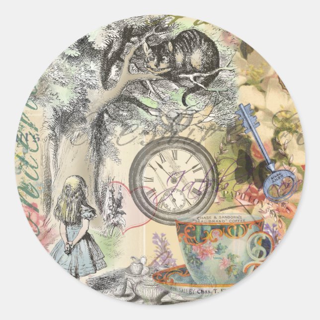 Cheshire Cat Alice Wonderland Classic Runder Aufkleber (Vorderseite)