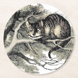 Cheshire Cat Alice Wonderland Classic Runder Pappuntersetzer