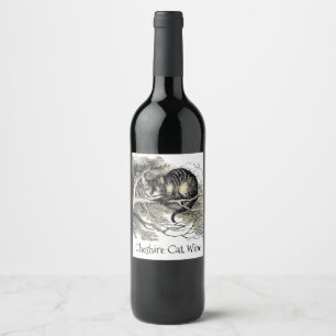 Cheshire Cat Alice Wonderland Classic Weinetikett